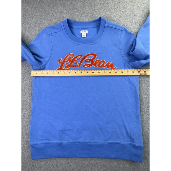 LL Bean 1912‎ Crewneck Sweatshirt Women's S Blue Cursive Spell Out Logo Pullover - Picture 7 of 7